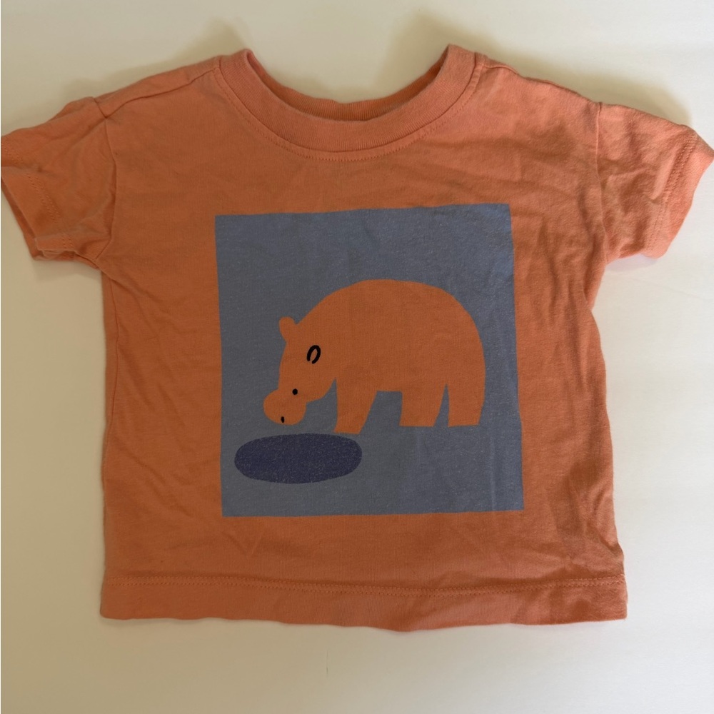 Hanna Andersson Peach Hippo Tee Shirt T-Shirt Baby 6-12 Months